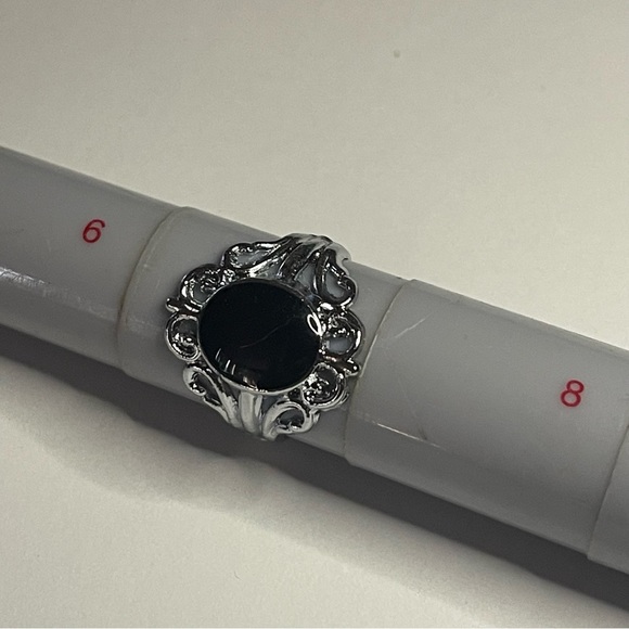 New Sterling Silver Floral Black Shiny Filigree Boho Handmade Statement Ring - Picture 6 of 9